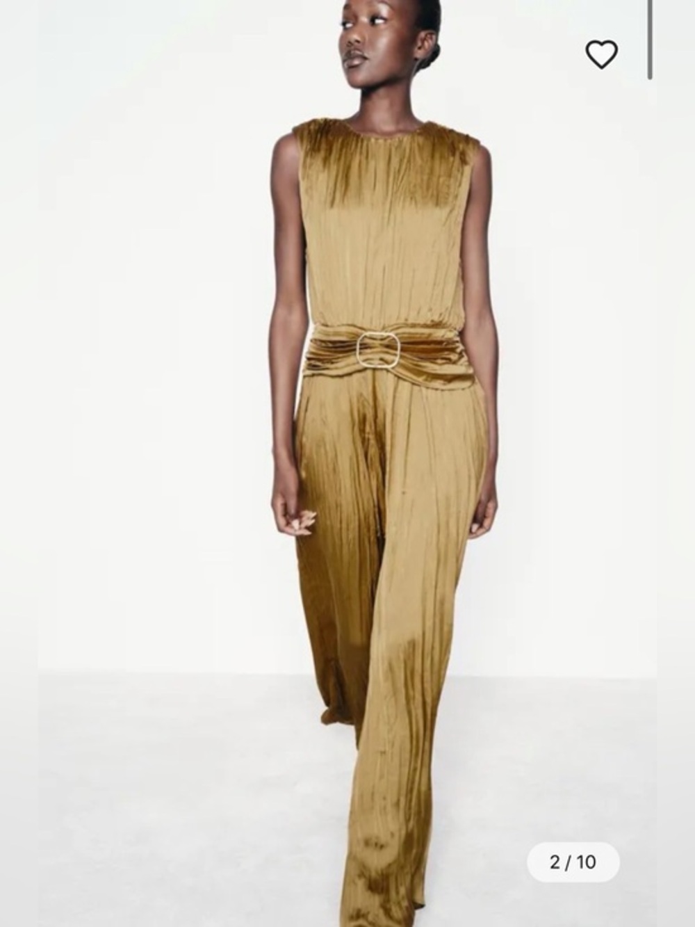 Zara pleated satin jumpsuit sleeveless design and a metal buckle belt size Small